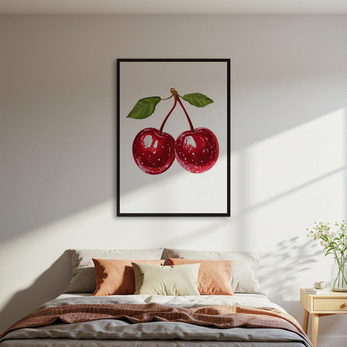 Disco Ball Red Cherries Trendy Fruit Modern Pop Kitchen Art Poster