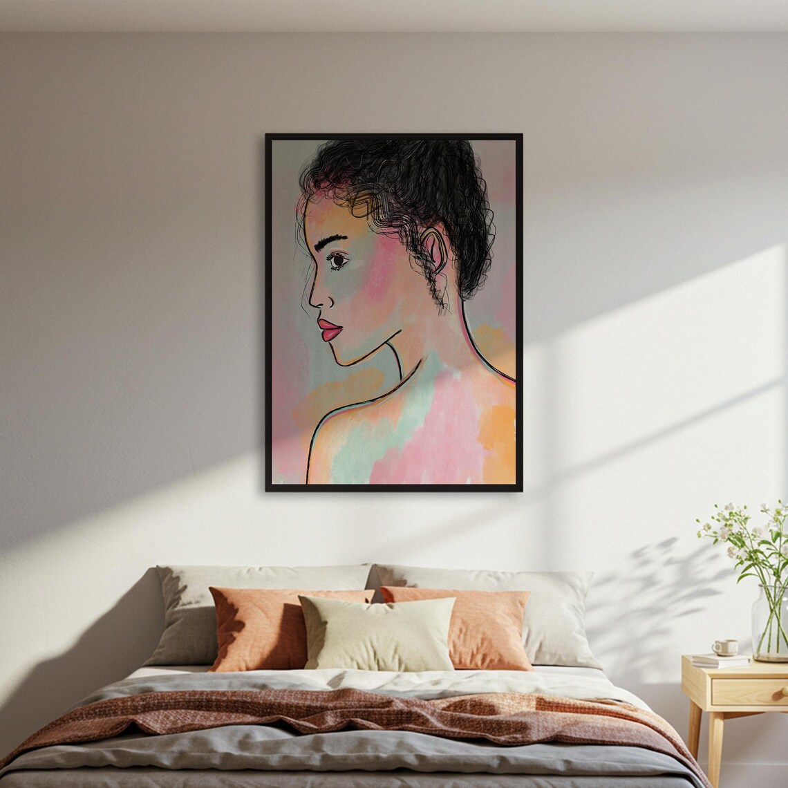 Watercolor Woman Profile Colorful Abstract Modern Beauty Poster