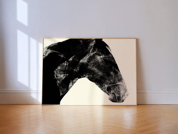 Western Ranch Horse Wall Art Black And White Equestrian Print Maximalist Poster