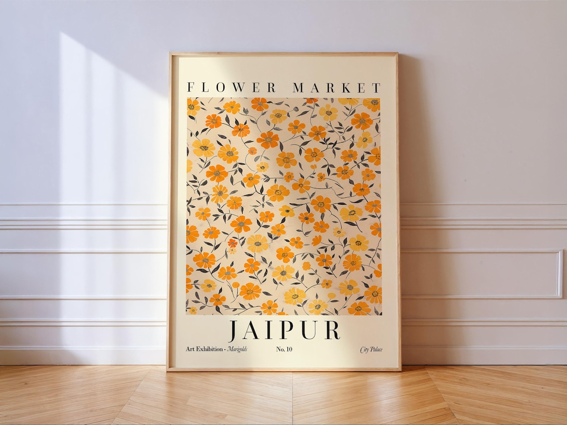 Jaipur Flower Market Floral Travel Poster