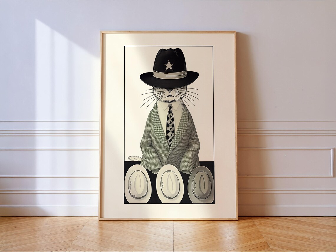 Sheriff Cat Western Wall Art Print