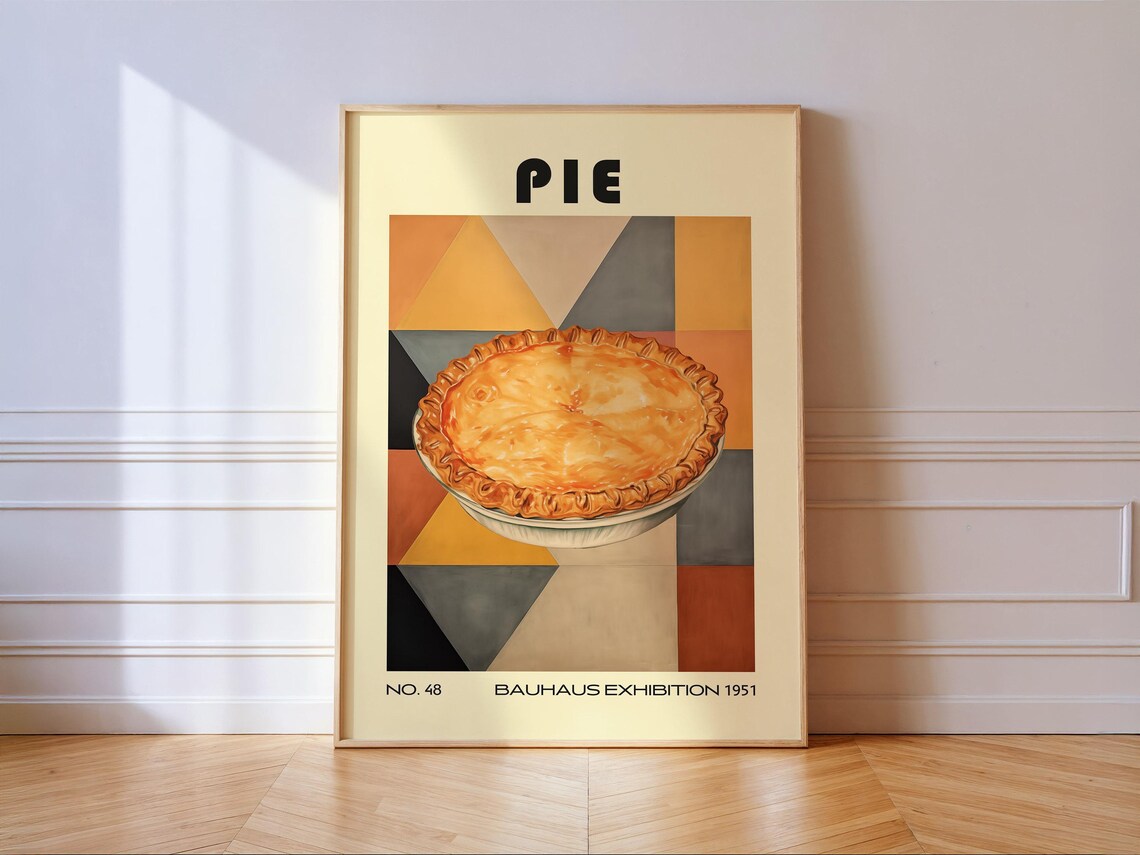 Pie Bauhaus Exhibition 1951 No 48 Vintage Geometric Fruit Kitchen Print