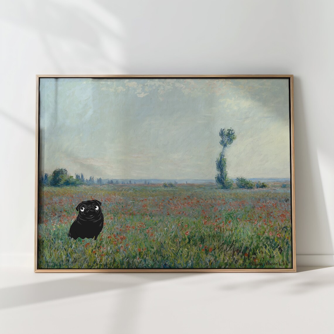 Funny Pug Art Print, Claude Monet Parody