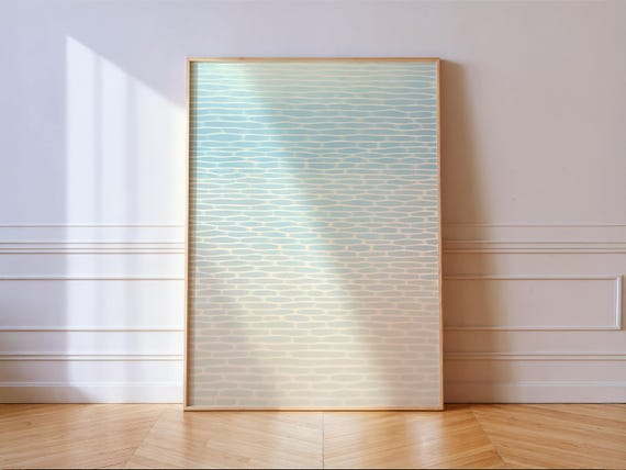 Pastel Blue Beach Print Abstract Coastal Wall Art