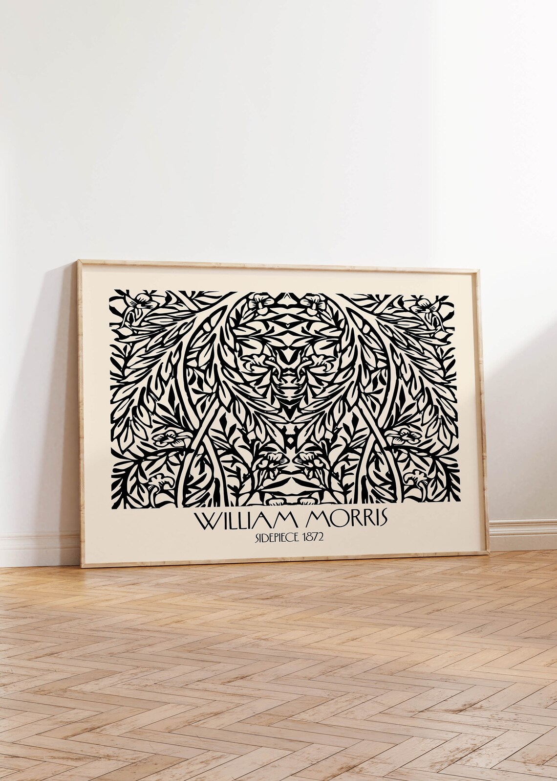 William Morris Flower Print Black White Botanical Landscape Art