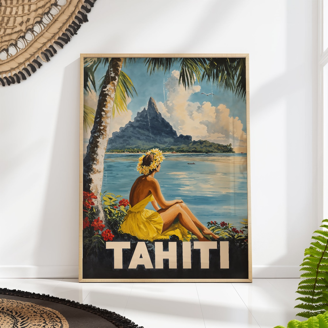 Tahiti Vintage Travel Poster, Tropical Island