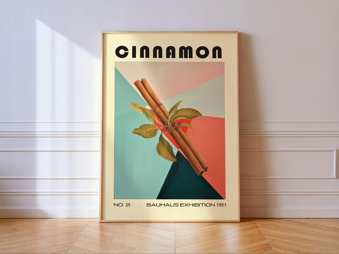 Cinnamon Sticks Bauhaus Exhibition 1951 Retro Geometric Kitchen Poster