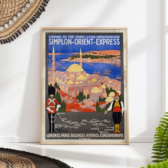 Istanbul Travel Poster Vintage Orientexpress Wall Art Retro Train Journey Print