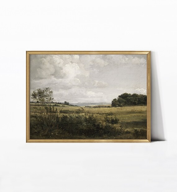 Vintage Countryside Landscape Art Print, Rustic Mood