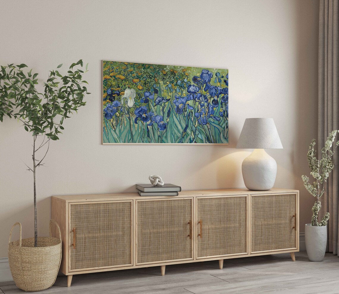 Van Gogh Irises Blue Floral Garden Vibrant Blooming Oil Painting Wall Art - Image 4