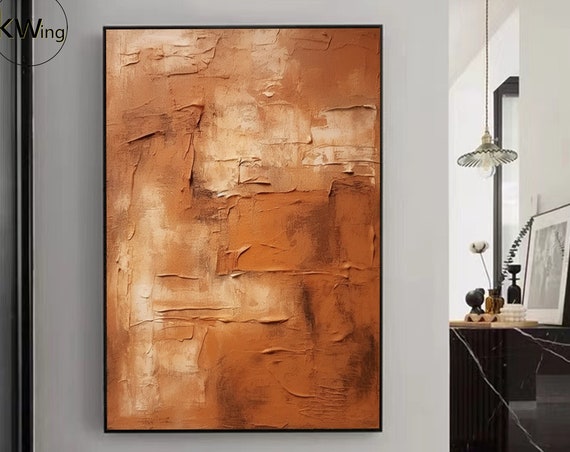 Original Brown Wabi Sabi Abstract Wall Art Brown Textured Abstract Painting Neutral Art 3d Textured Painting Sofa Wall Art Decor