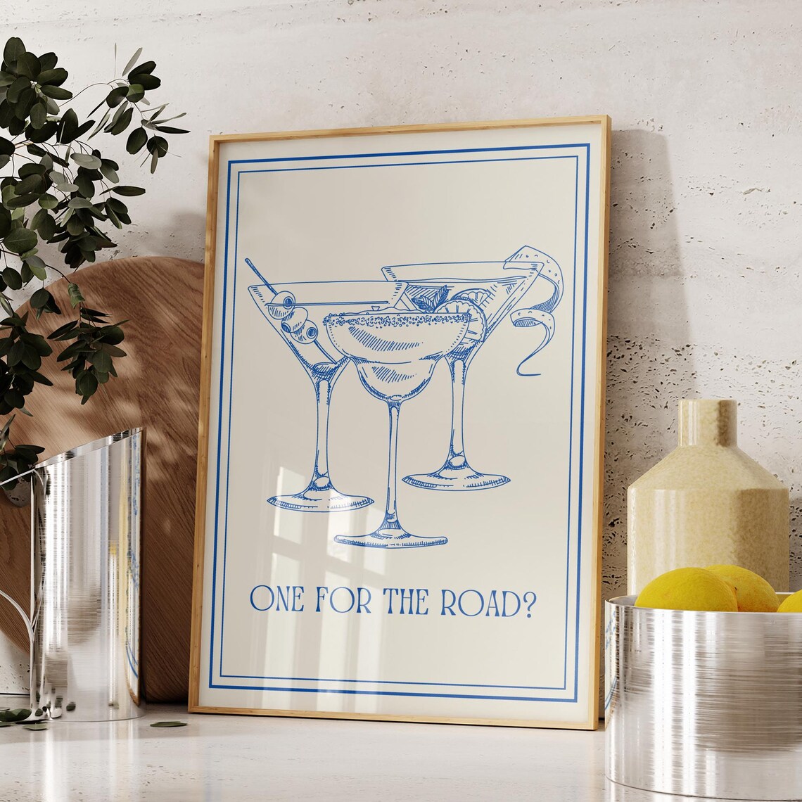 One For The Road Retro Bar Cart Art Print
