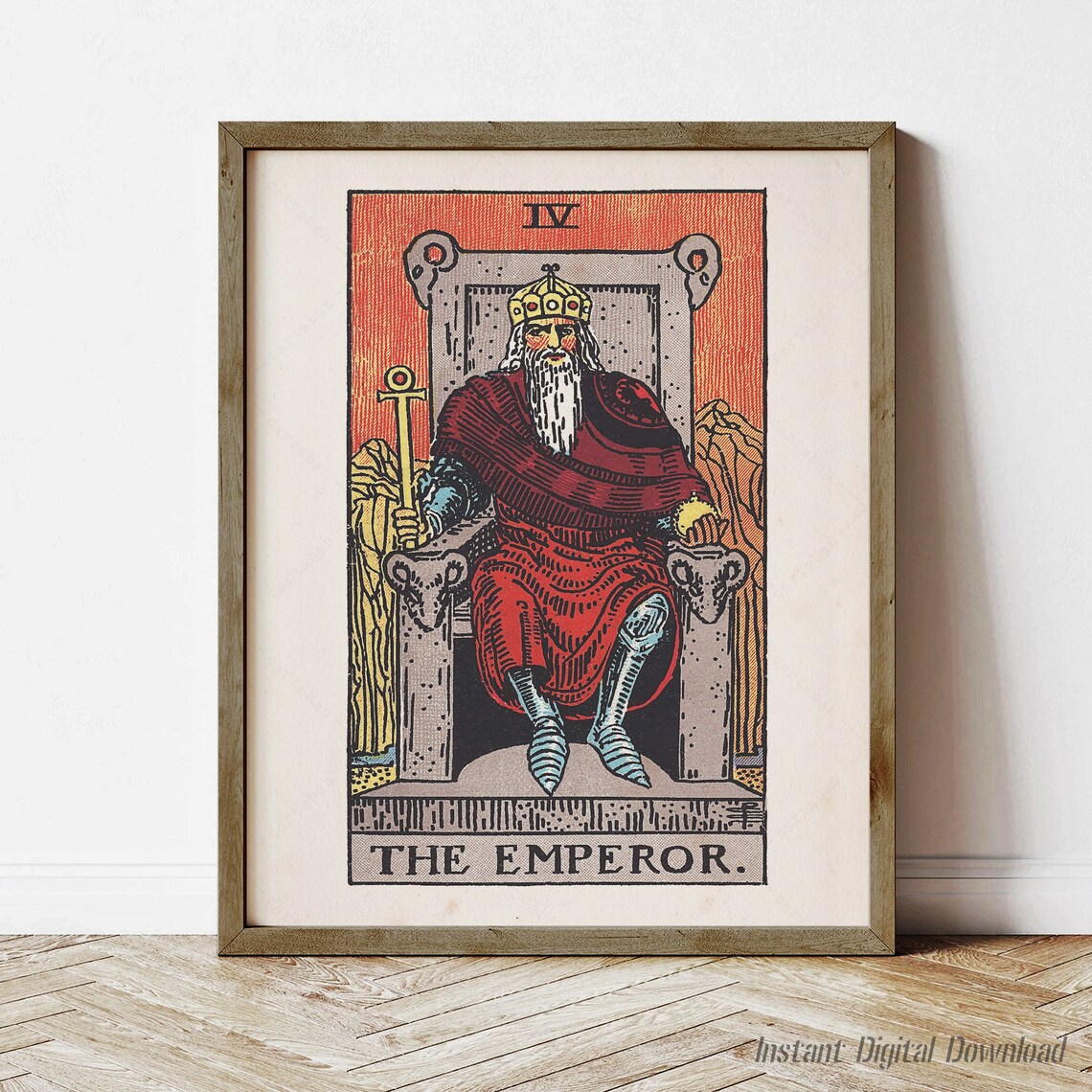 The Emperor IV Tarot Card Rider Waite Smith Vintage Mystical Wall Poster