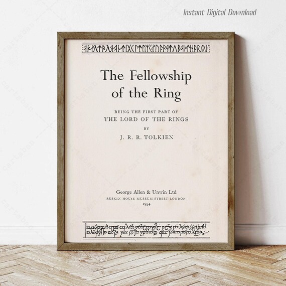 J R R Tolkien The Fellowship Of The Ring 1954 Title Page Print
