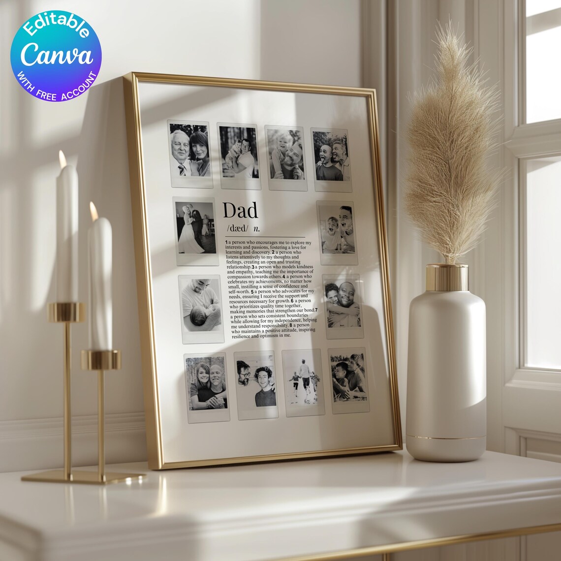 Dad Definition Customizable Photo Collage, Gift for Father - Image 5
