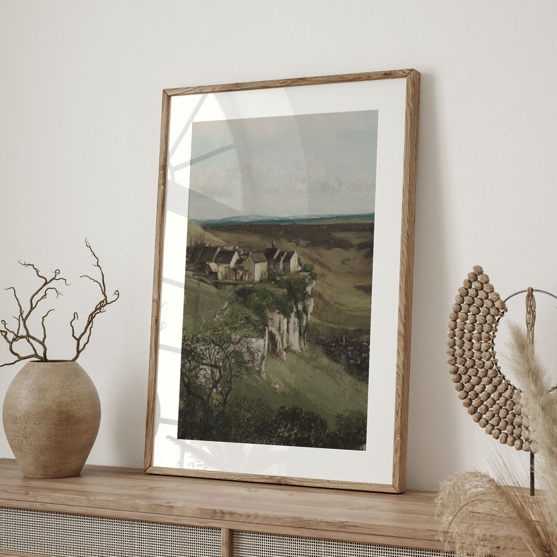 Antique Farmhouse Wall Art Vintage Landscape Oil Painting Green And Brown French Country Home Decor Vertical Poster Print C16 1425 - Image 4