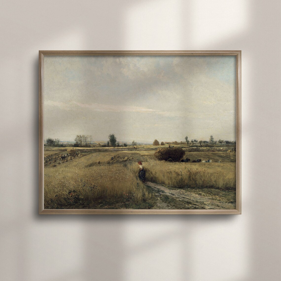 Harvest Wheat Field Lone Figure Vintage Rural Painting Poster