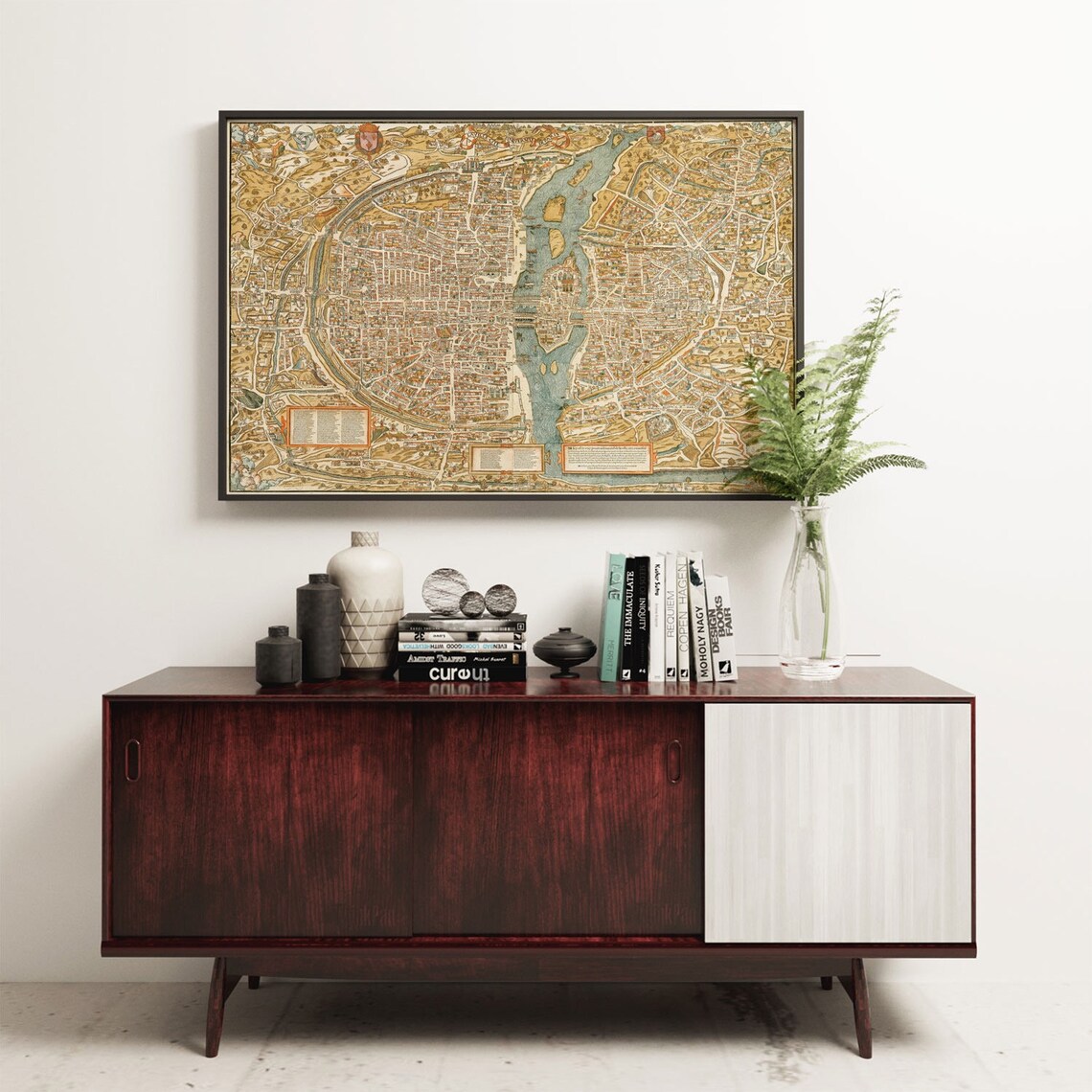 Old Map Of Paris 1550, Vintage Travel Poster - Image 3