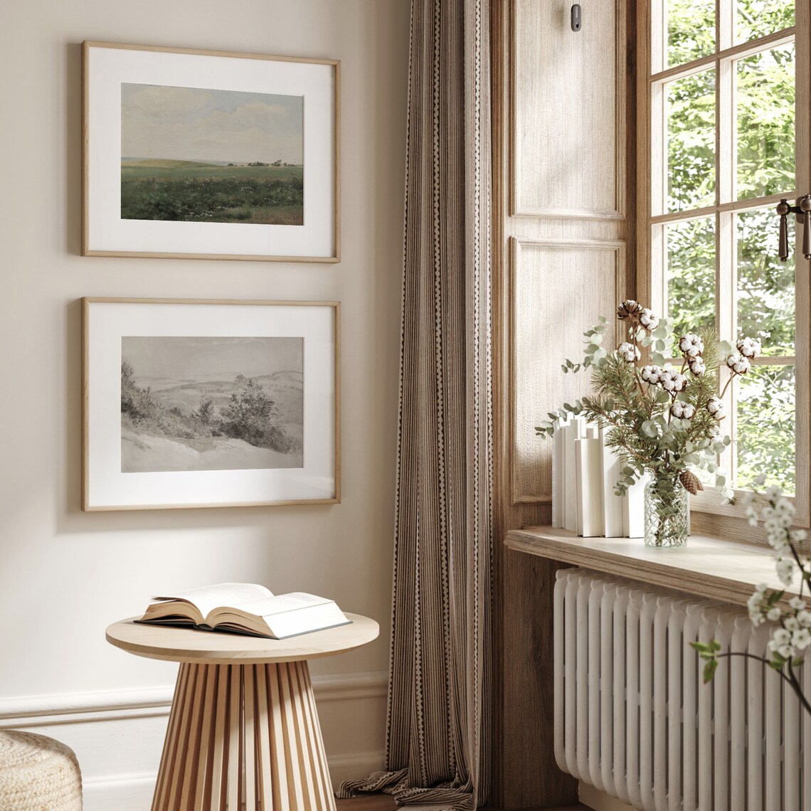 Neutral Vintage Landscape Art Print, Beige Minimalist - Image 3