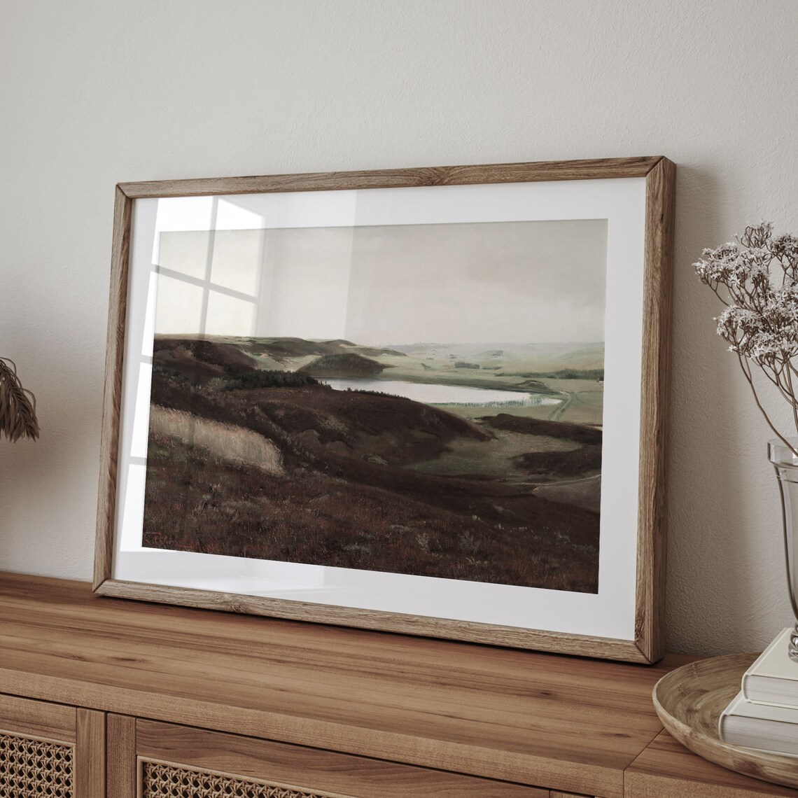 Misty Moorland Heath Hills Lake Vintage Landscape Painting Poster - Image 4