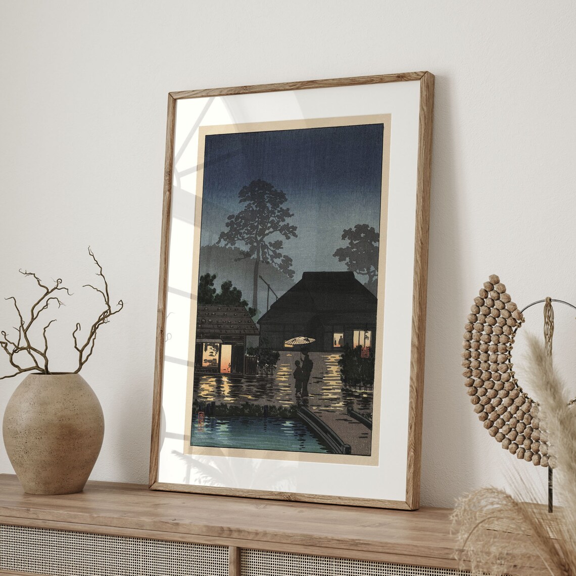 Tsuchiya Koitsu Long Spell of Rain Night Woodblock Art Poster - Image 4