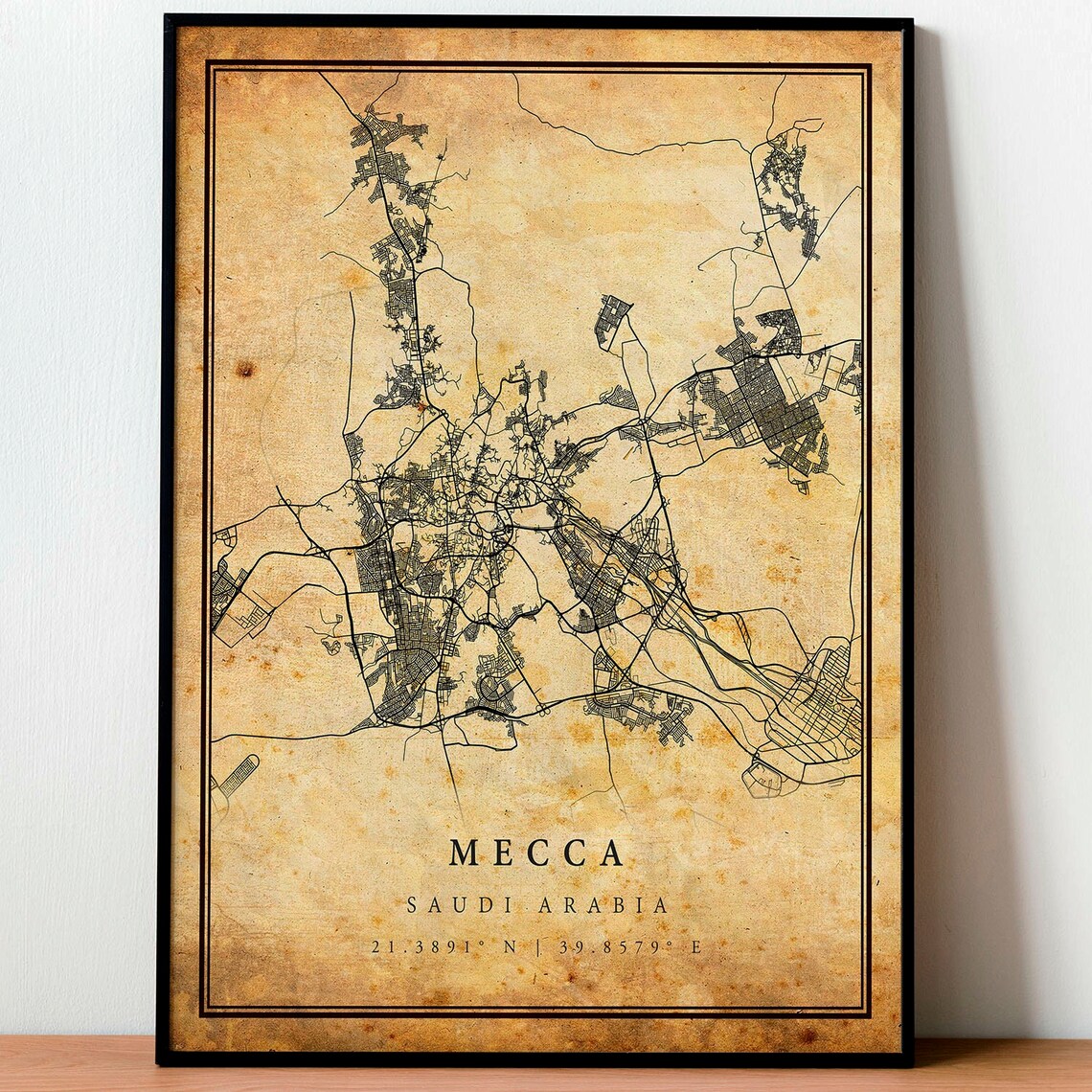 Mecca Vintage Map Poster, Rustic Saudi Arabia Travel - Image 4