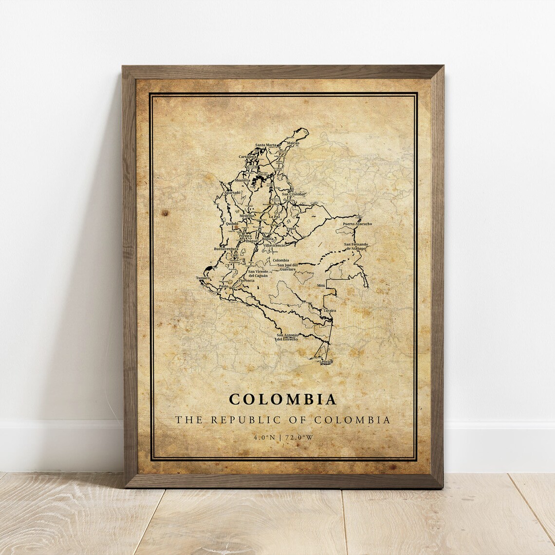 Colombia Vintage Map Poster Print, Country Decor