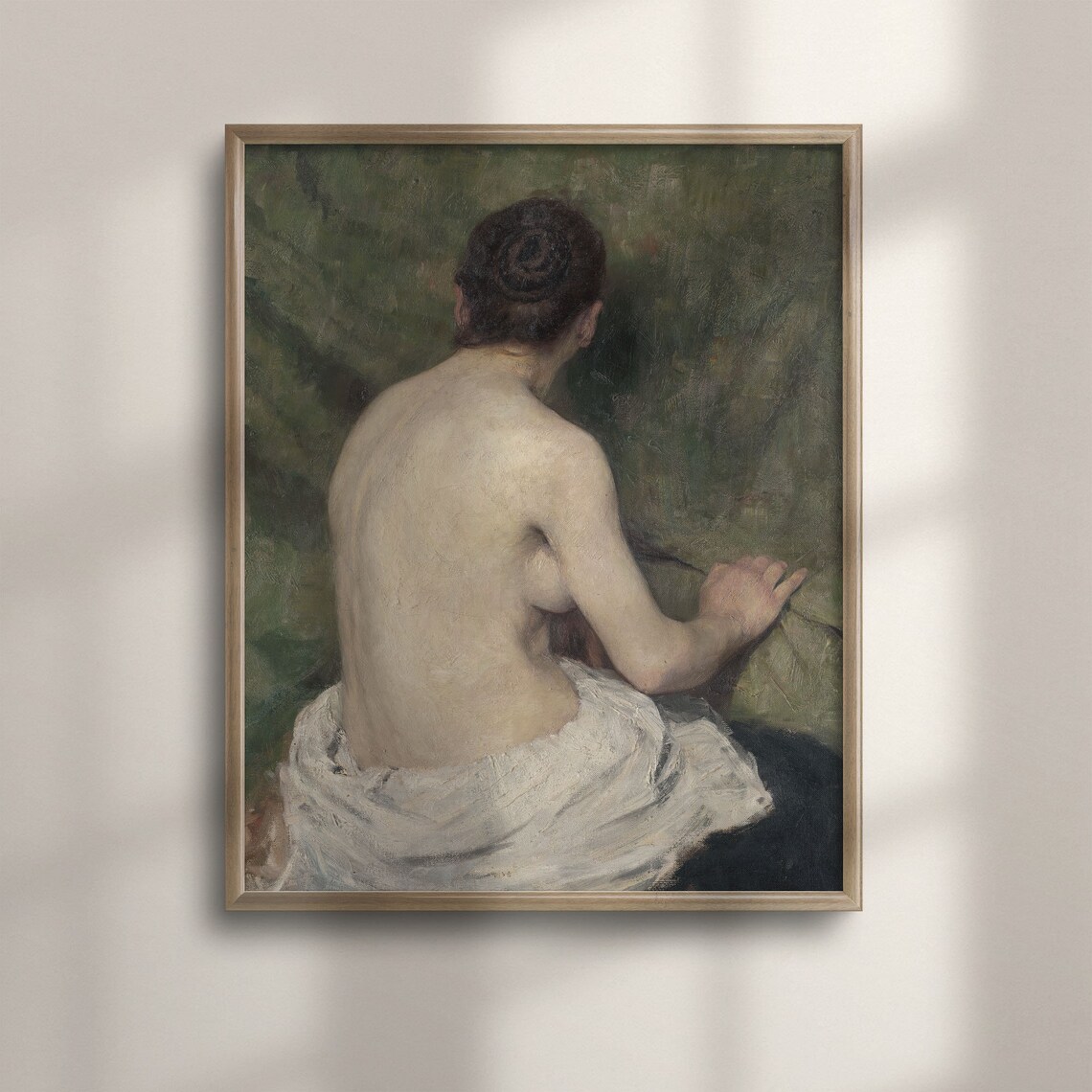 Vintage Female Nude Back View Antique Oil Painting Tasteful Fine Art Poster