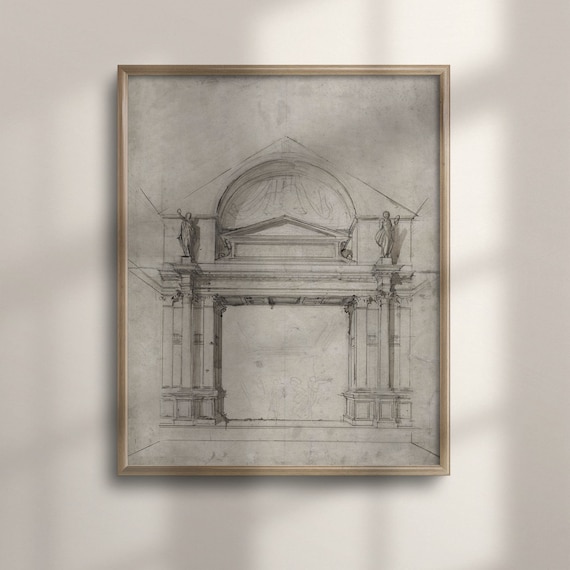 Minimalist Architecture Sketch Vintage Art Print
