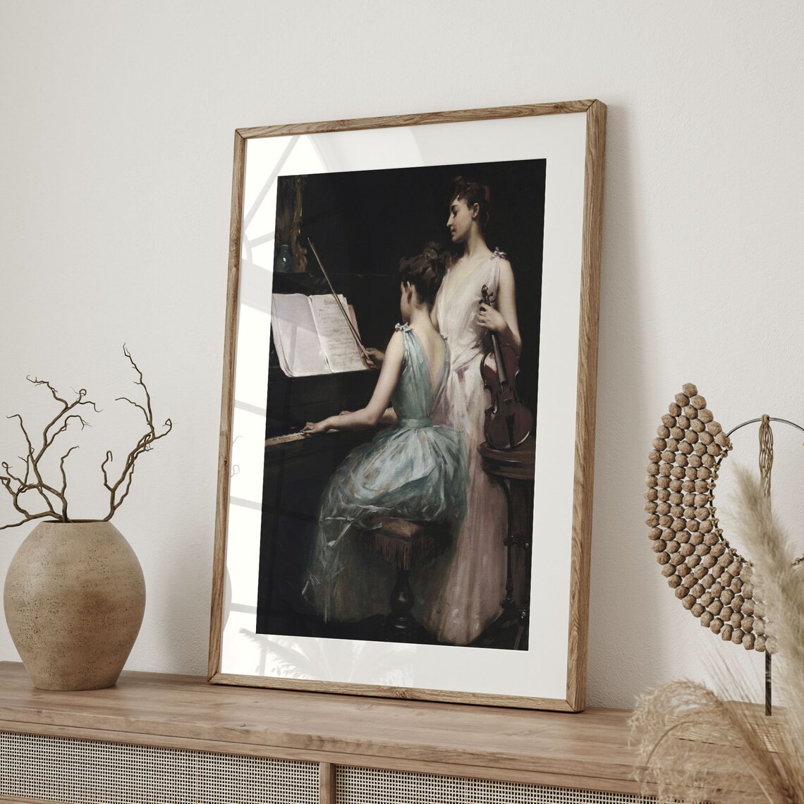 Two Musicians at Piano and Violin Antique Classical Music Portrait Poster - Image 4