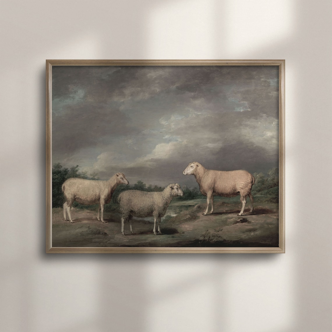 Vintage Three Sheep Painting Farmhouse Nursery Decor Country Art Muted Nursery Vintage Nursery Poster Oil Painting C16 182