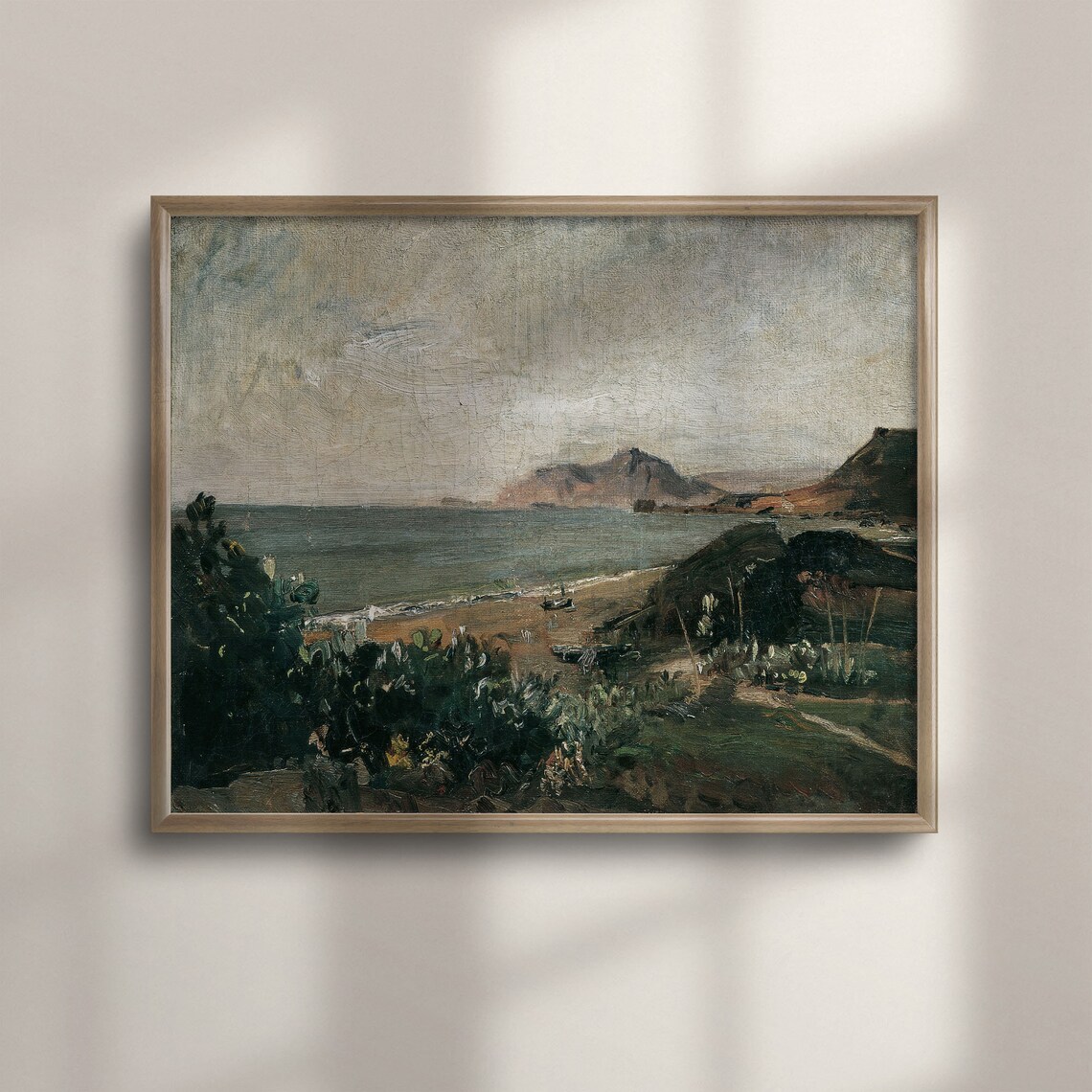 Vintage Landscape Oil Painting Print, Rustic Wall Art