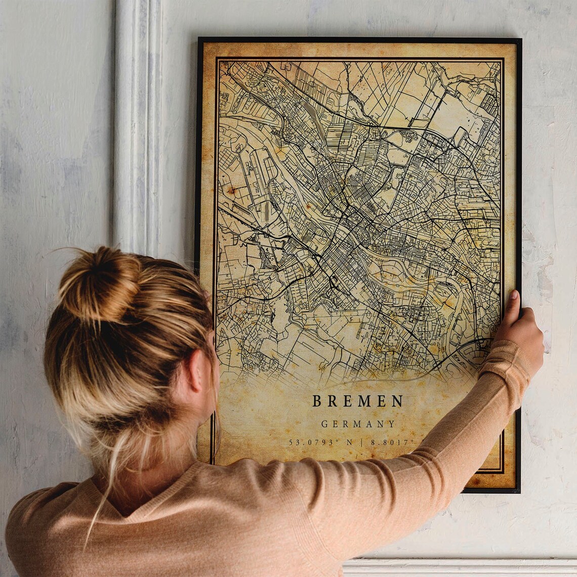 Bremen Vintage Map Poster Print, Antique Rustic Style - Image 2