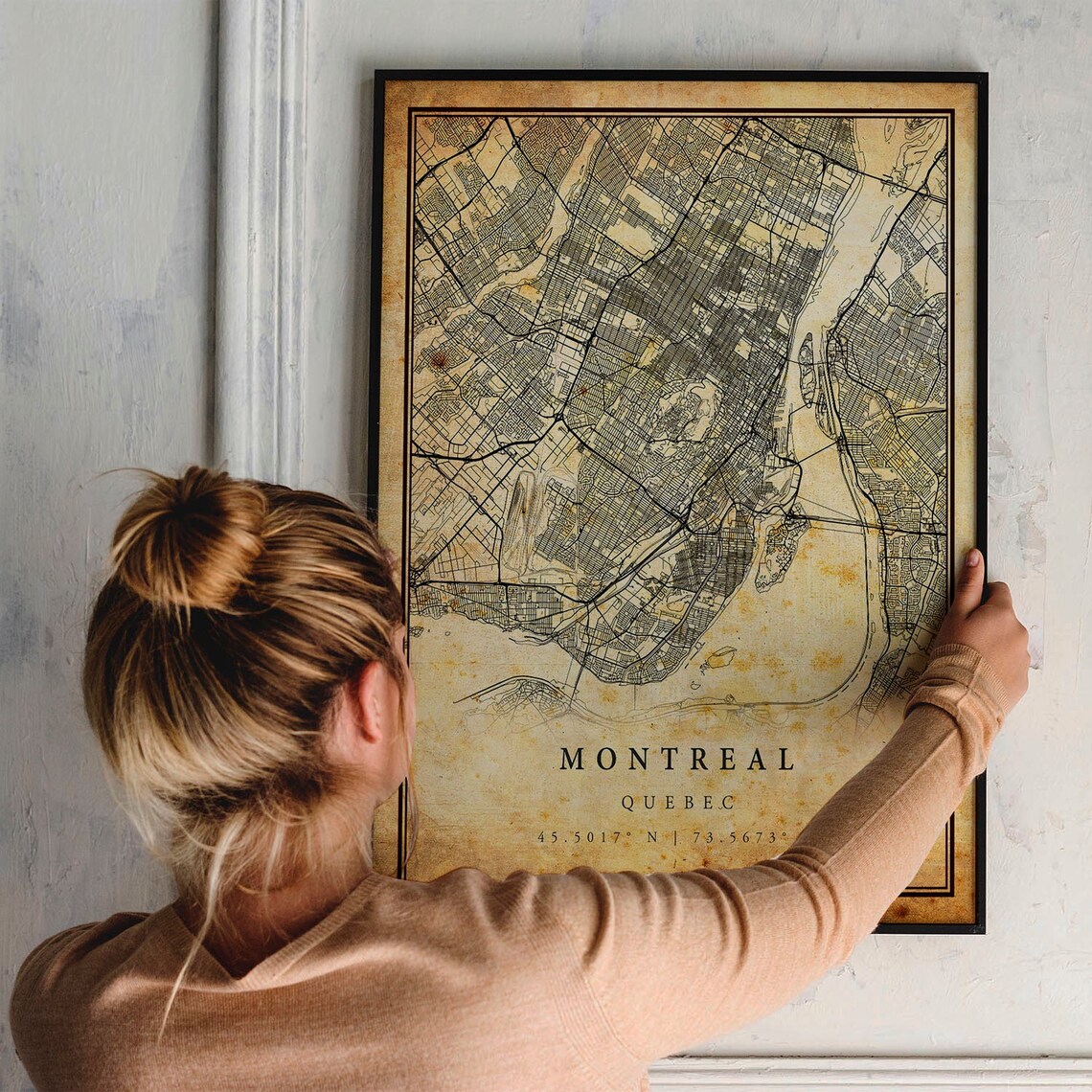 Montreal Vintage Map Poster, Rustic Quebec Travel - Image 2