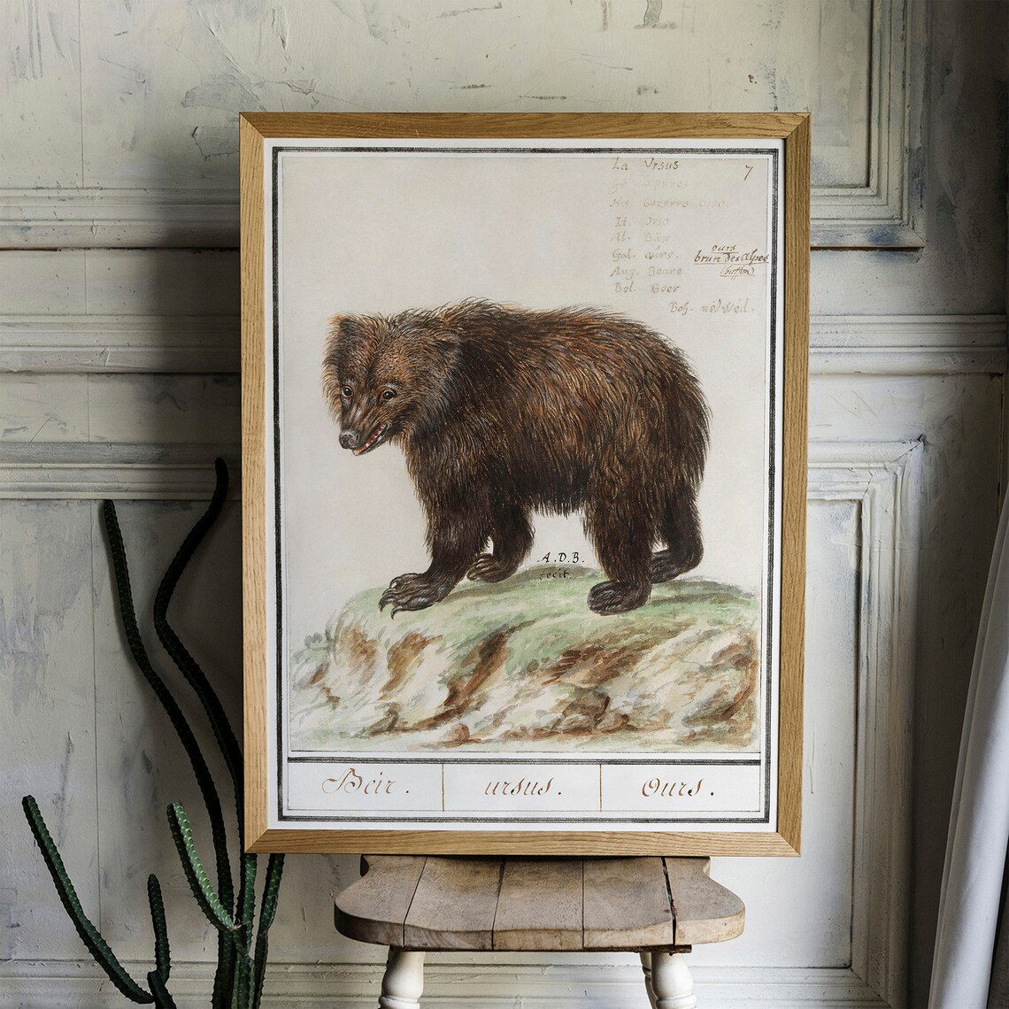 Brown Bear Antique Space Painting Vintage Art Print - Image 4