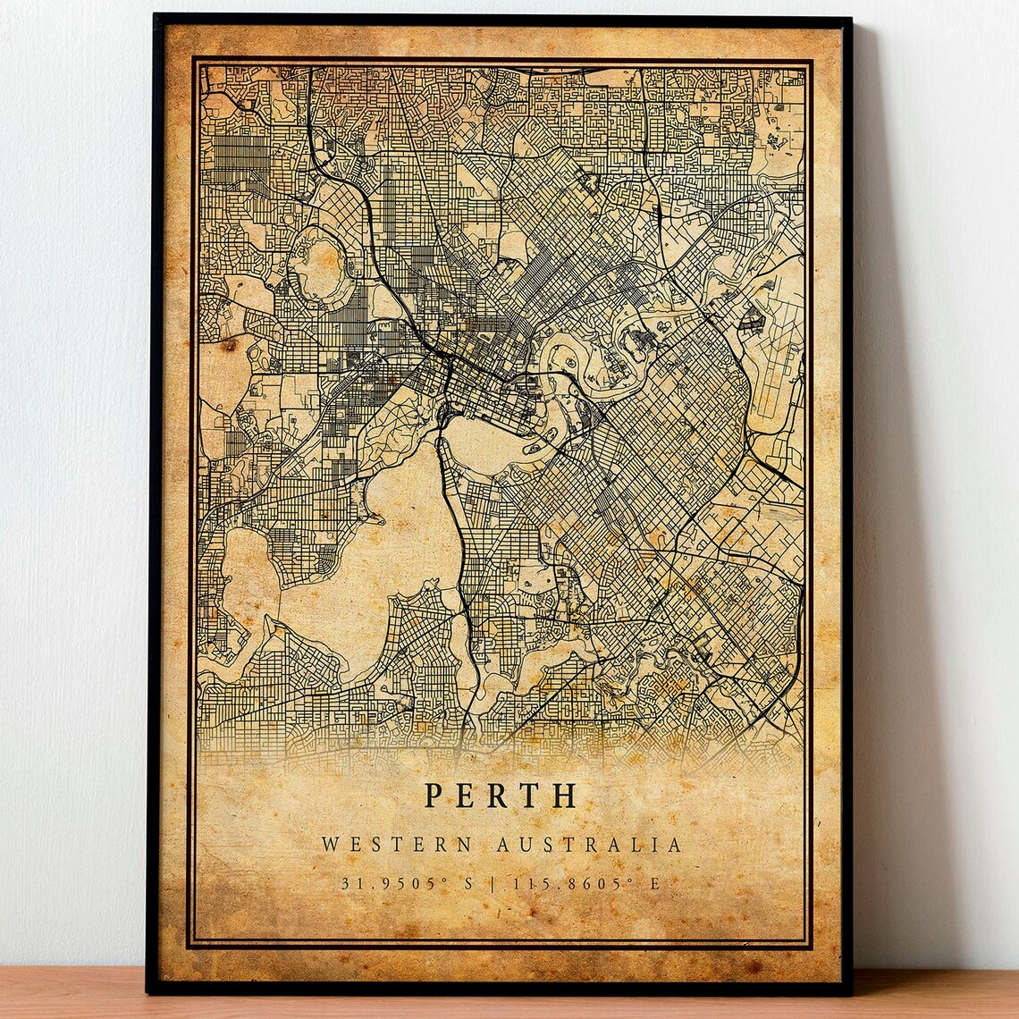 Perth Western Australia Vintage City Street Map Travel Poster - Image 4