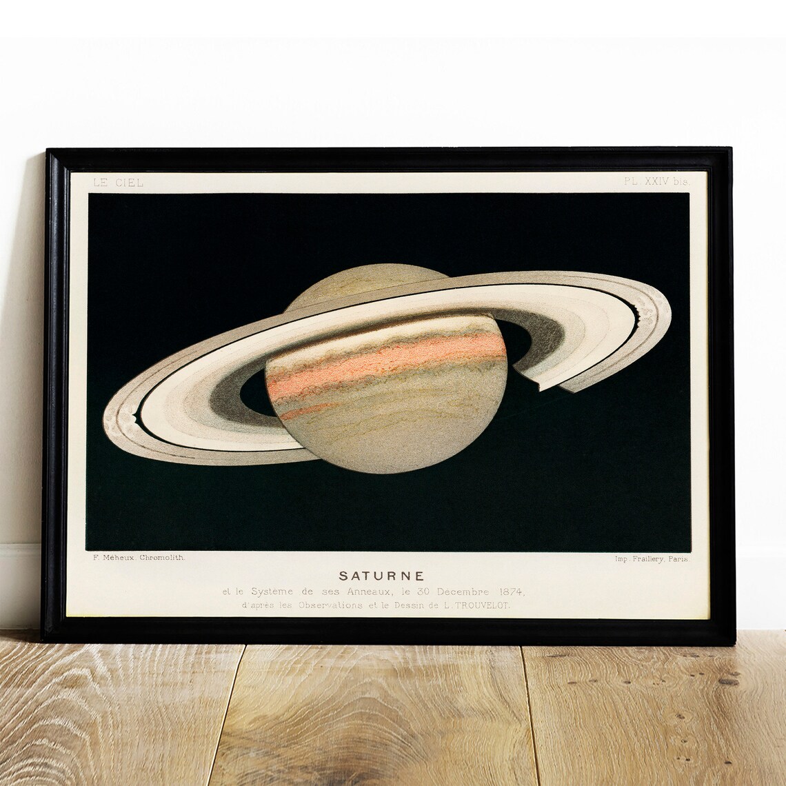 Saturne Antique Space Painting, Vintage Art Print