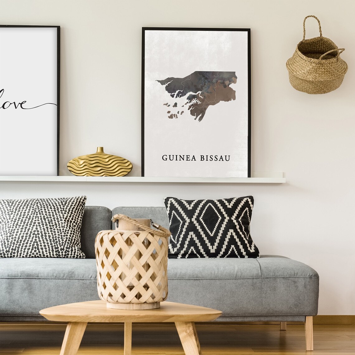 Guinea Bissau Watercolor Country Map Dark Earthy Tones Poster - Image 4
