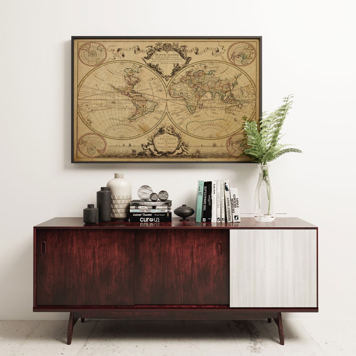 1720 Old World Map, Antique Style Travel Poster - Image 3