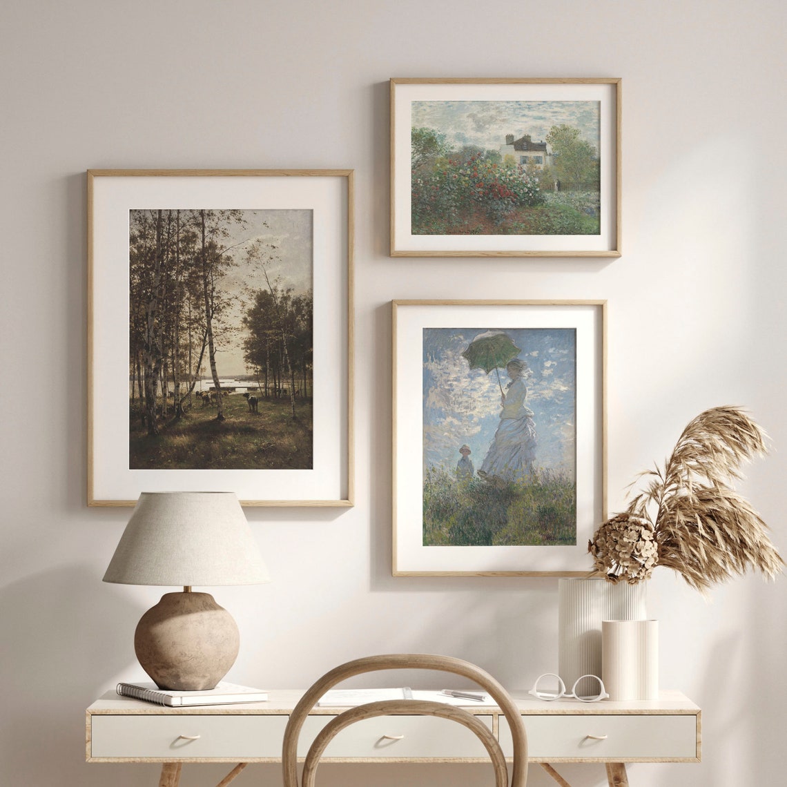 Cows In Birch Forest Vintage Riverside Pasture Antique Cattle Poster - Image 2