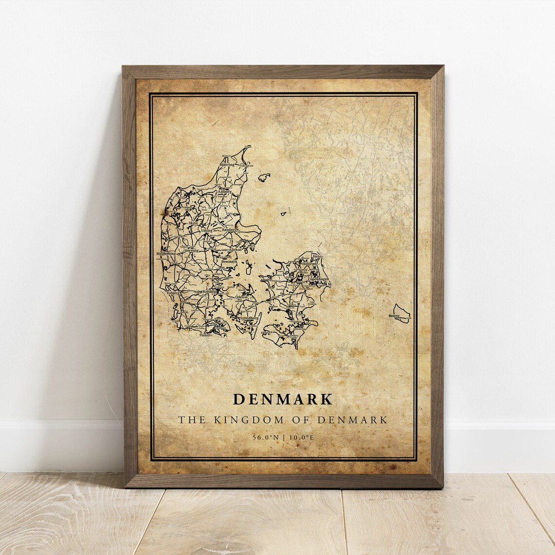 Denmark Kingdom Vintage Map Poster Aged Parchment Country Art