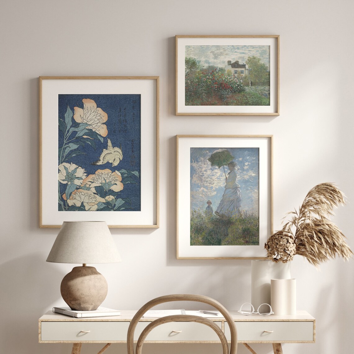 Katsushika Hokusai Canary and Peonies Ukiyo-E Art Print - Image 2