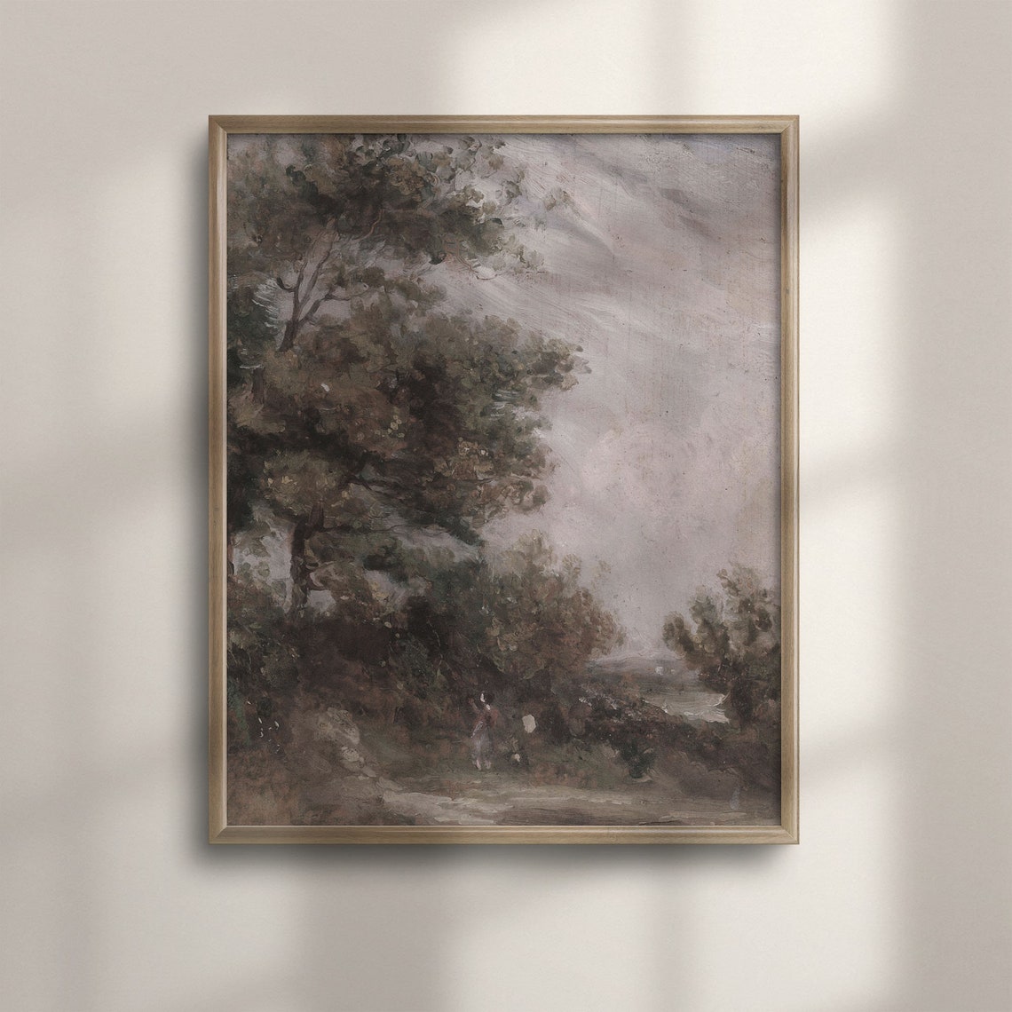 Vintage Landscape Oil Painting Farmhouse Wall Art Cottage Decor Fine Art Poster Wooded Pasture Cow And Tree Painting C16 1114