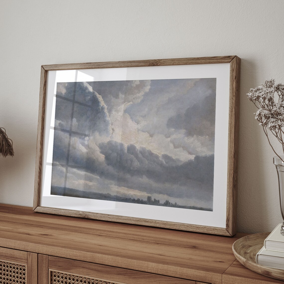 Autumn Pond Beneath Dramatic Clouds Vintage Sky Landscape Painting Poster - Image 4