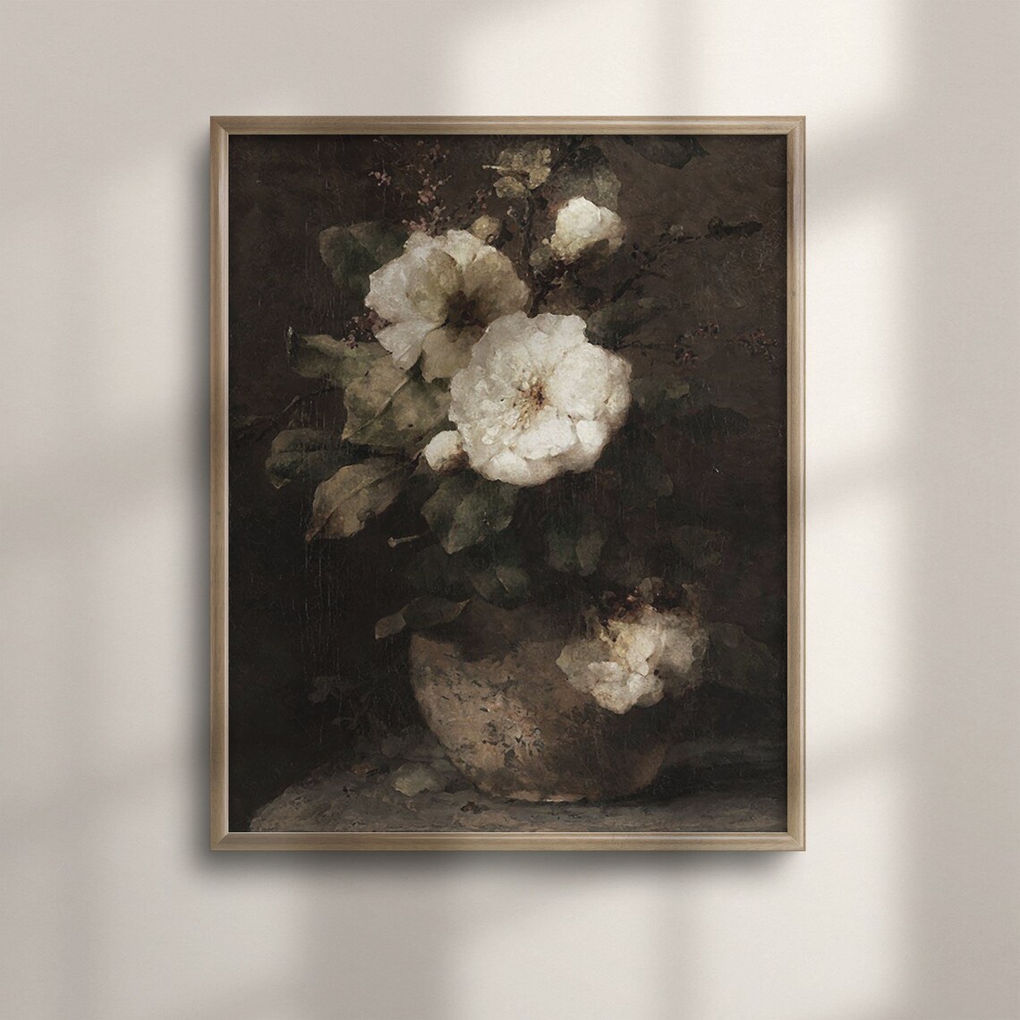 Moody Blooms Vintage Floral Poster, Botanical Art