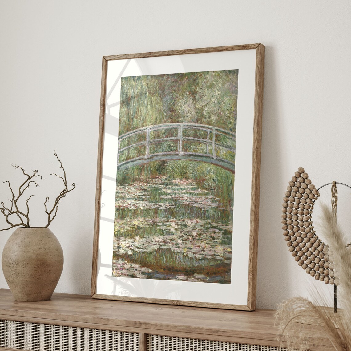Monet Bridge Over Pond Of Water Lilies Vintage Poster - Image 4