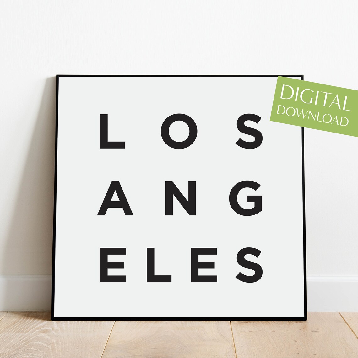 Los Angeles Block Letter Typography Minimalist City Art Poster