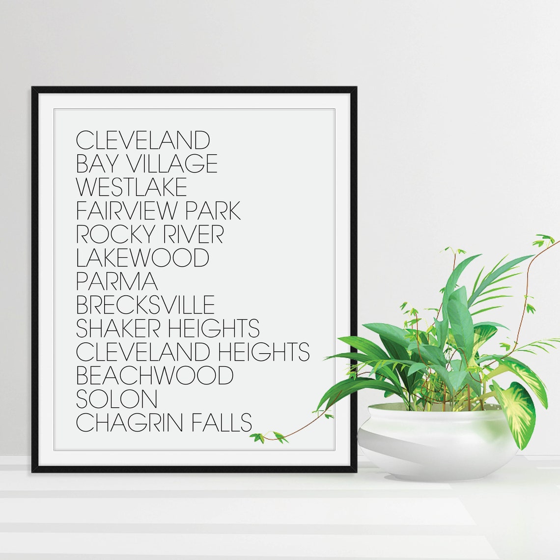 Cleveland Ohio Neighborhoods Typography Minimalist City Map Poster - Image 5