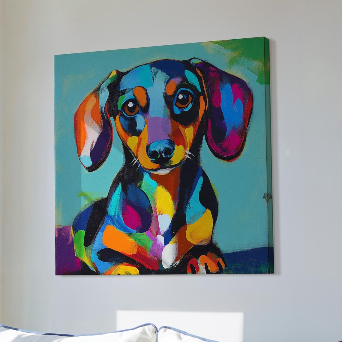 Colorful Dachshund Dog Pop Art Vibrant Portrait Painting Poster