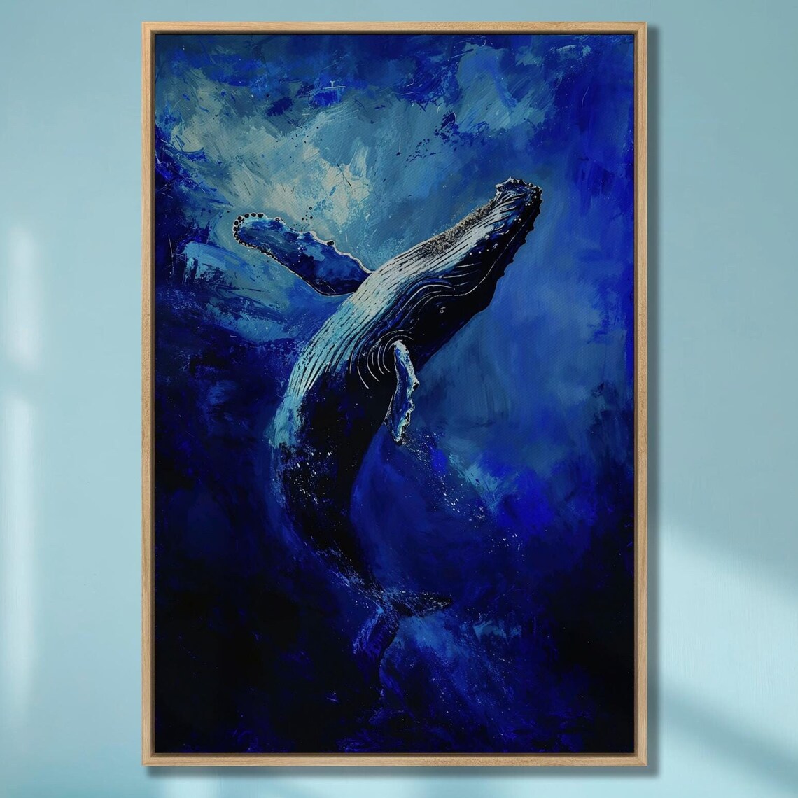 Humpback Whale Painting Print, Deep Sea Bathroom Decor